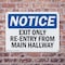 Signmission Exit Sign, Plastic, 14 in W, 10 in H, Exit Only Re-Entry From Main Hallway OS-2PACK-NS-P-1014-L-12230 - alternate 5